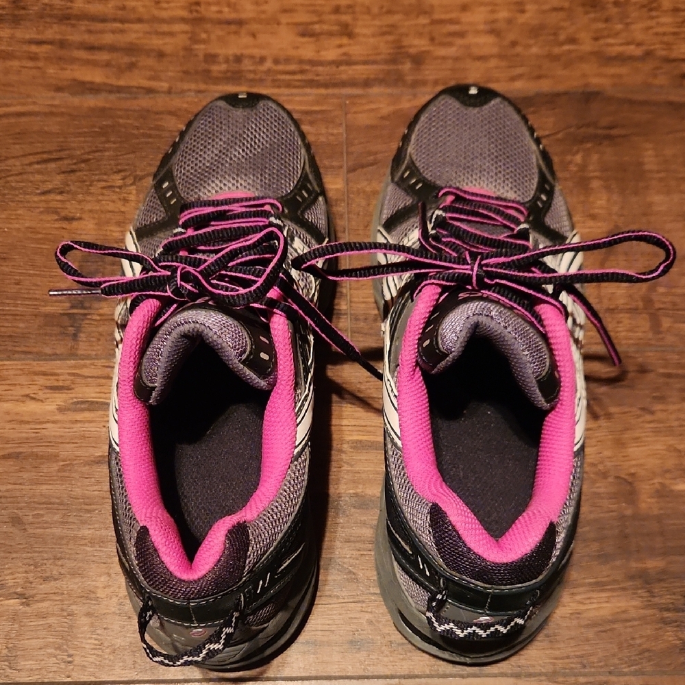 Women's Asics Black and Pink Running Shoes - Picture 7 of 8